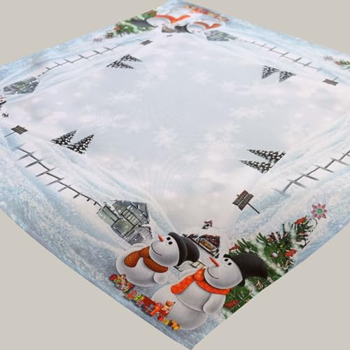 texpot Tischdecke 85 x 85 cm Schneemann Weihnachten Weihnachtstischdecke