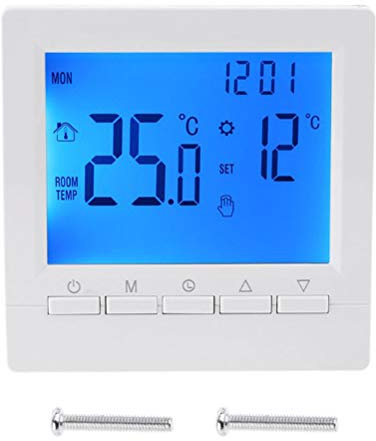 Programmable Room Thermostat, Electronic Digital Thermostat with LCD Display,white background lighting, wire thermostat/room temperature controller for mounting