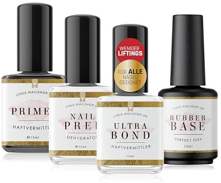 Nail Prep HAFTUNGS-Set INTENSIV für alle Kunstnägel mit weniger Liftings und langer Haltbarkeit (Primer, Ultra Bond, Dehydrator, Perfect Flex) · Lynis-Nailshop.de