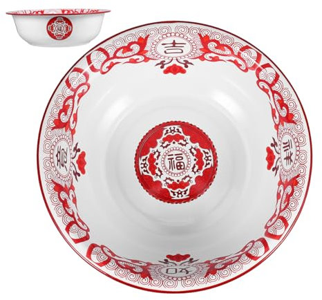 Homoyoyo Vintage Enamel Basin 36cm Bowl for Kitchen Washing Vegetables Kneading Dough and Serving Soup Enameled Mixing Bowl