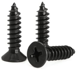 KELUBATU M3 Carbon Steel Phillips Screws, Countersunk Head Self-Tapping Black Wood Screws for Furniture, Woodworking-M3 x 20 mm 100 Pcs and M6 Screw Anchors 20 Pcs