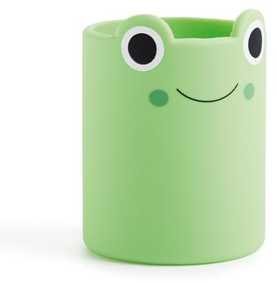 Back2Fun - Pot à crayons enfant en silicone souple | Design animal mignon | Organiseur de bureau multifonction | Fournitures scolaires | Grenouille