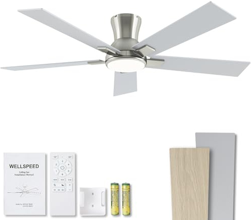 Wellspeed 52 Inch Brushed Nickel Ceiling Fans with Lights and Remote