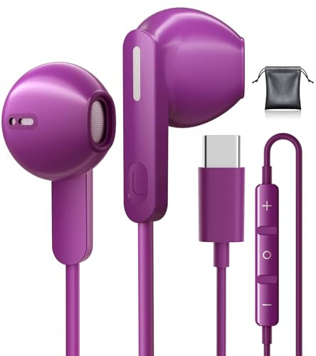 Auriculares USB C para Samsung Galaxy S25 S24 Ultra iPhone 17 Auriculares con Cable Tipo C HiFi Cascos USB C para iPhone 16 15 Samsung Galaxy A56 A55 A16 A26 S23 S24 FE Google Pixel 9 Pro 9a iPad 11