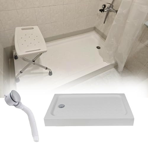 WLCGYD Home Shower Tray With Riser Kit, Anti Slip White Rectangle Shower Tray for Campervan Motorhomes Camper, Acrylic Material, Rectangle Shape(800 x 1500 mm)