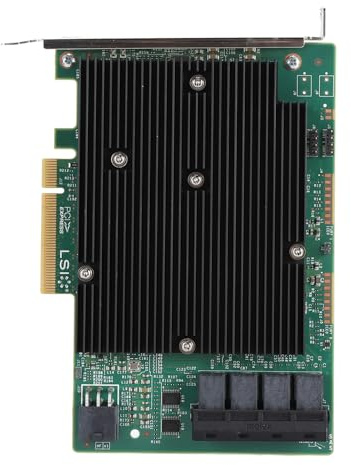 lyrlody HBA -Expansionskarte, LSI SAS 9300 16i HBA -Karte mit 16 Ports, 12 GB Datenübertragungsrate, PCIE 3.0, PCIE 8X, Kompatibel mit Linux, VMware, Freebsd, Plug- und Play