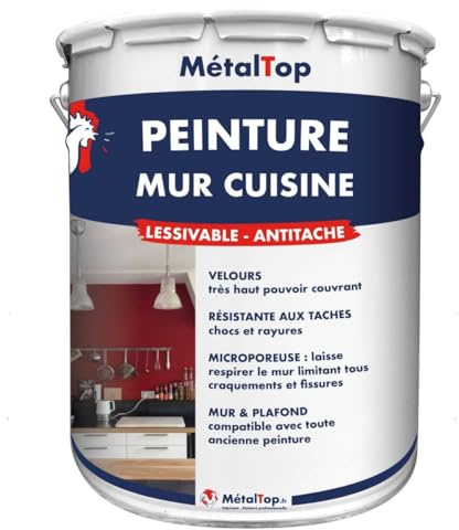 Metaltop - Peinture Mur Cuisine - Gris noir - RAL 7021-1 L - Résiste à la chaleur, à la graisse et aux éclaboussures.