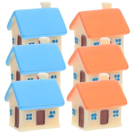 GOOHOCHY 6pcs Miniature House Figurines Resin DIY Dollhouse Decoration Kit for Fairy Garden Plant Pot Micro Landscape Accessories Detailed Craft