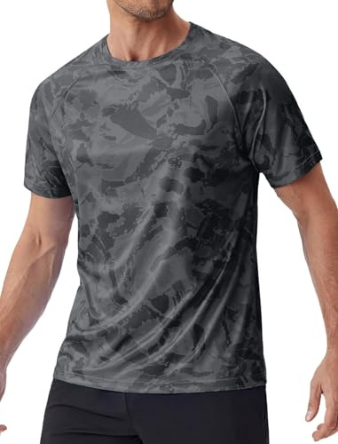 PINSPARK T-Shirt Anti-UV pour Homme, séchage Rapide, Protection Solaire UPF 50+, Manches Courtes, idéal pour Le Surf et la Course à Pied