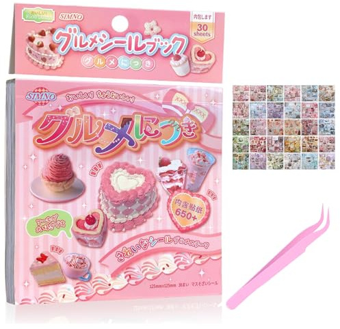 VelvetGlow 30 Blatt Stickerbuch im japanischen Manga-Stil, über 650 Sticker, Heisei Retro-Design, Essen und Alltagsthemen, koreanischer Sticker-Ästhetik, Japanisches Stickerbuch für Erwachsene