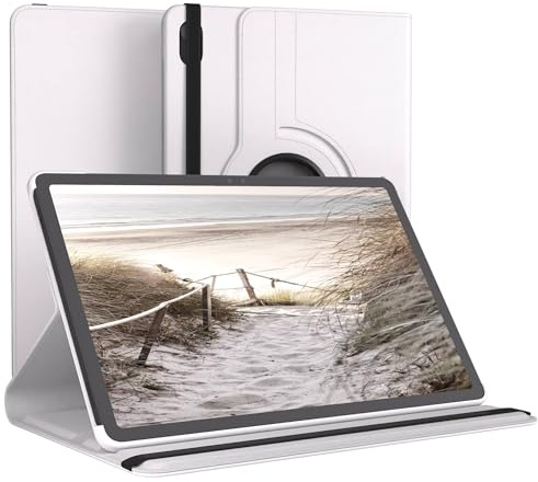 EAZY CASE - Tablet Hülle für Galaxy Tab S11 Schutzhülle 11 Zoll Smart Cover Tablet Case Rotationcase zum Aufstellen Klapphülle 360° drehbar mit Standfunktion Tasche Kunstleder Weiß
