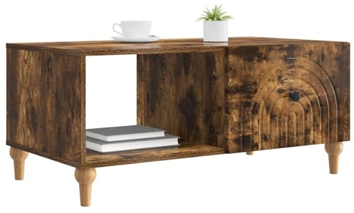 vidaXL Couchtisch Geräucherte Eiche 90 x 50 x 40 cm Holzwerkstoff, Modernes Wohnzimmertisch, Vintage-Look, multifunktional, viel Stauraum, toller Mittelpunkt, vielseitige Deko