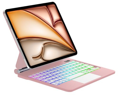 Tastatur Hülle für iPad Air 11 Zoll M4/M3/M2(2026/2025/2024), Air 5/4, Rosa | Magic Keyboard für iPad Pro 11, Freischwebendes Stand Design, 7-Farbige Beleuchtung mit Trackpad Tastatur für iPad Air 11
