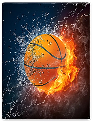 YISUMEI Decke 125x200 cm Kuscheldecken Sanft Flanell Weich Fleecedecke BettüberwurfSport-Serie Basketball Feuer Blitz