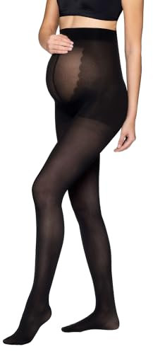 Vogue Umstandsstrumpfhose 60 den mit 3D Stretch Passform - Bequeme Strumpfhose für Schwangerschaft aus Recyceltem Polyamid- transparent Schwangerschaftsstrumpfhose - Schwarz, Gr. 36-40