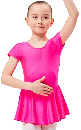 tanzmuster Body da Danza Classica 'Marina' con gonnelino per Bambini in Fucsia, 152/158 (13-14 Anni)