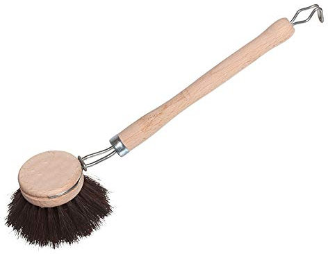 Brosse à vaisselle, manche en bois de hêtre, brosse à crin de cheval 4cm