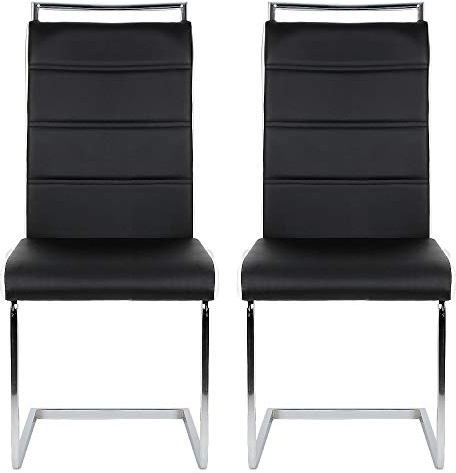 Wefun Esszimmerstühle 2er Set, Esszimmerstuhl Schwingstuhl Breite Sitzfläche mit Hoher Rückenlehne (Schwarz-Weiß, 2)