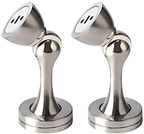 KOLAKO Lot de 2 butées de porte magnétiques, butées de porte magnétiques en métal massif, protection murale pour la maison et le bureau, argenté