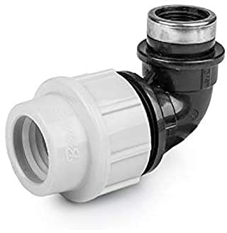 BFG Coude en MDPE pour tuyaux d'eau PE/MDPE (25 mm x 3/4) IA-3927-ZO81 Blanc, Noir