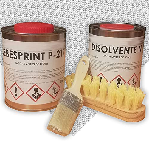 Genérico Kit tela tapizar techo de coche-pegamento calor extremo y disolvente. 2 Mts.Tejido gris claro con espuma de 3/4mm de grosor-1 Lt cola alta temperatura- 1 Lt. disolvente