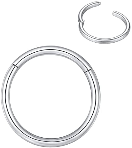 BLESSMYLOVE Silber 1.0mm 7mm Nasenring Hoop 316L Chirurgenstahl Knorpelohrring Septum Clicker Ring Edelstahl Klappbarer Segmentring Lippenring Conch Daith Helix Rook Tragus Snug Body Piercing Schmuck