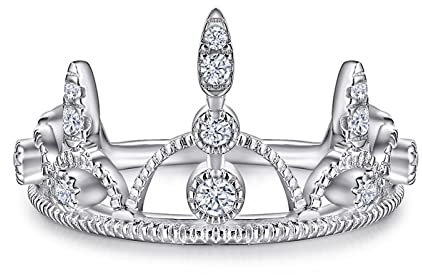 Skcess Verlobungsring Damen Silber 925, Engagement Ring Silber Krone Zirkon Damen Ringe Größe 62 (19.7)