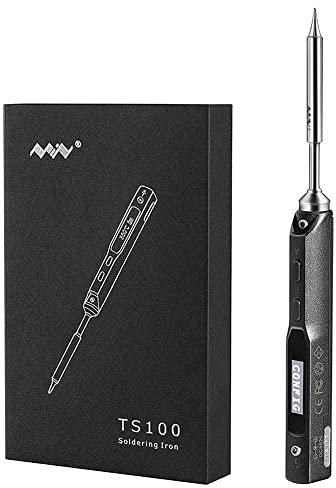Saldatore TS100, display digitale regolabile 100-400 °C Kit di saldatura del saldatore elettrico portatile di controllo intelligente, con interfaccia DC-5525 + Micro USB, DC 12V-24V