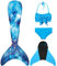 DNFUN meerjungfrauenflosse mädchen Badeanzug - Meerjungfrauenschwanz Schwimmen für Kinder Meerjungfrau Flosse Bademode mit Bikini Set und Monoflosse Mermaid Tail