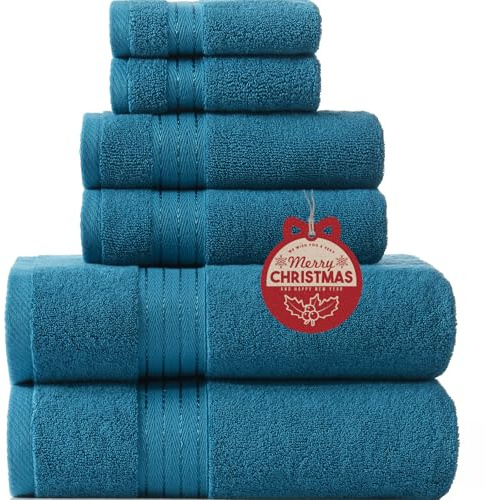 COZYART Badetuch-Set für Badezimmer, weich, saugfähig, langlebig, 650 g/m², türkische Baumwolle, 6 Stück, 2 große Badetücher, 2 Handtücher, 2 Waschlappen