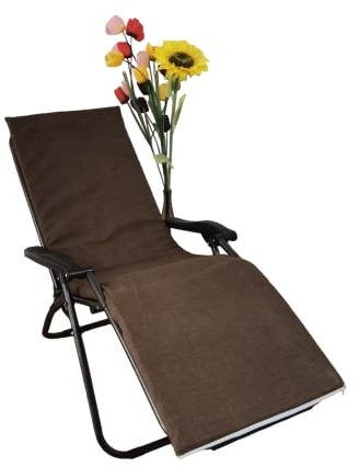 Cojín Tumbona 180x50x3cm Reclinable Colores lisos. Colchoneta Tumbona Exterior con Relleno de Espuma. Con tira de sujeción. Se puede doblar fácilmente para una mejor transportación. (Marrón)