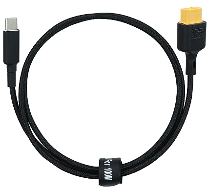 RIIEYOCA USB C zu XT60 Ladekabel, Typ C zu XT60 Buchse Adapterkabel 100W 20V/5A für Drohne, Modell, Energiespeicher, Outdoor Power, Solar Akku, Skyzone FPV Monitor Power(1M)