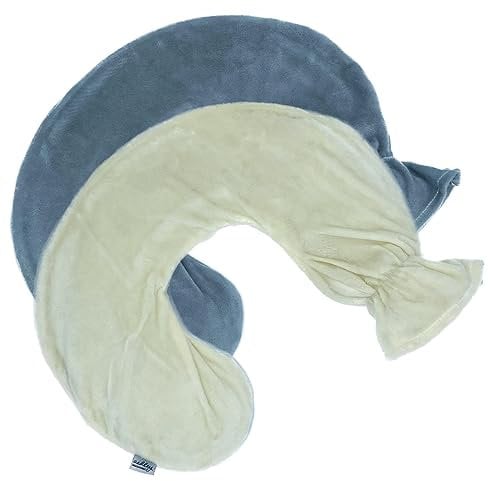 Almineez 2 in 1 U-Shaped Neck & Shoulder Hot Water Bottle Massaging Heat Pad Therapy with Soft, Removable and Washable Fleecy Cover - Soothing Heat Relieves Back Pain (Grey)
