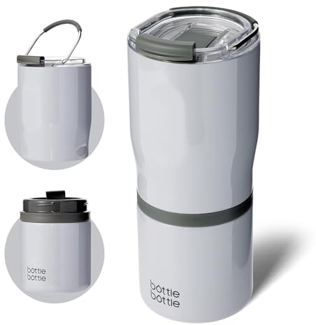 BOTTLE BOTTLE 2IN1 Stainless Steel Tumblers, 22oz, Gray, Versatile 2IN1 Design, Coffee Tumbler for Home