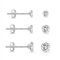 Lot de 3 paires de boucles d'oreilles à tige en argent sterling 925 hypoallergénique avec oxyde de zirconium - Boucles d'oreilles confortables pour cartilage - Cadeau pour femme - 3/4/5 mm, Argent