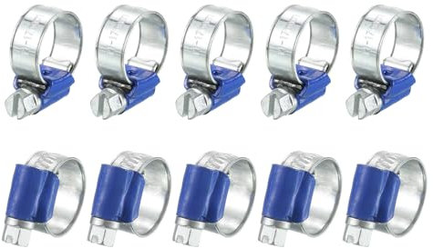 sourcing map 10Pcs Worm Gear Hose Clamp, Adjustable 7-16 - 11/16(11-17mm) Range Metal Fuel Line Pipe Clamps for Securing Hose Pipe Plumbing