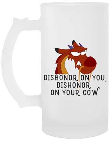 Générique Mushu Dishonor On Your Cow Tasse À Boire En Verre À Bière Transparente Avec Poignée