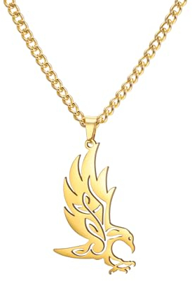 Amaxer Tier Keltisches Pferd Keltischer Adler Halskette Nordische Wikinger fliegende Glatzenhawk Adler Schmuck Kette Anhänger Halskette für Männer Frauen, L50, Edelstahl