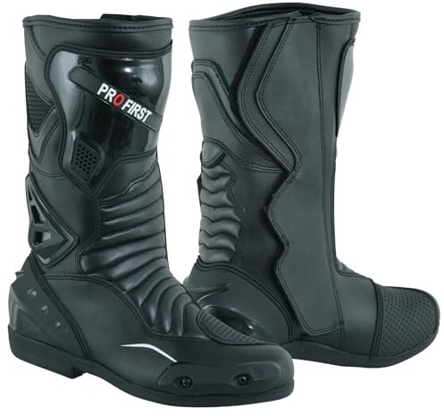 PROFIRST Stivali da moto da donna, alti e lunghi, impermeabili, da corsa, nero, 35 EU