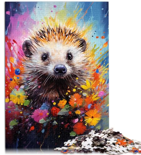 Puzzle zum Malen von Igeln, 1000-teiliges Puzzle aus Holz, Lernspiel, Herausforderungsspielzeug, tolles Geschenk (50 x 75 cm)