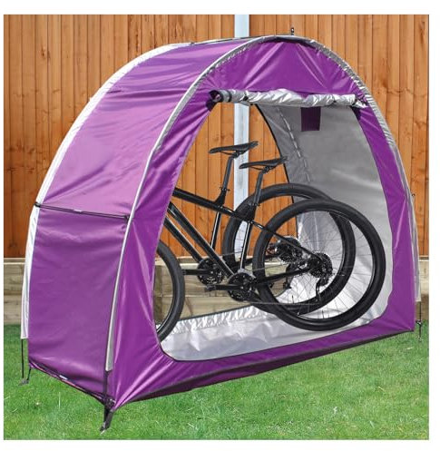 ZYHNNKL Fahrradgarage Spleißbar Fahrradgaragen mit Flügeltüren für 2-5 Fahrräder Motorradplane Outdoor Gartenhaus Geräteschuppen,Lila