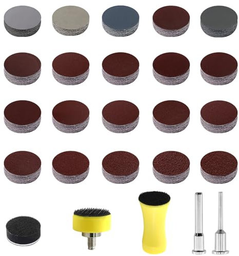 alwaiiz 240 Stück Schleifpapier Nasse Trockene, 25mm Runde Schleifpapier Set, Schleifblüten Mit Werkzeugen, für Metall, Holz und Auto Polieren(Körnung 40-7000)