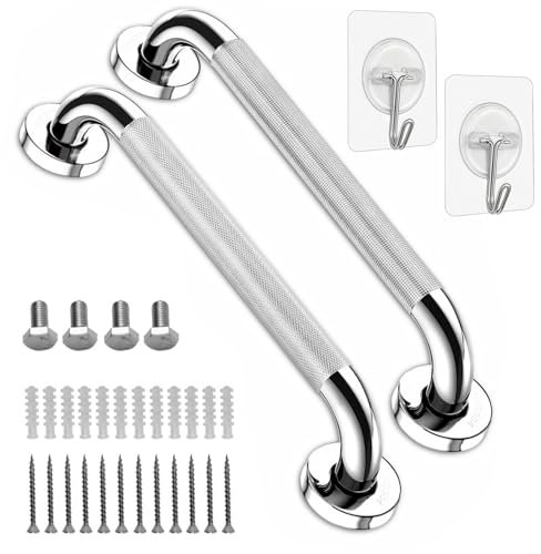 2 Pack Anti Slip Grab Bar Rail, Stainless Steel Grab Rails for Bathroom, Elderly Children and Disabled Shower Handle for Kitchen Bedroom Shower Toilet Stairs,12 Inch