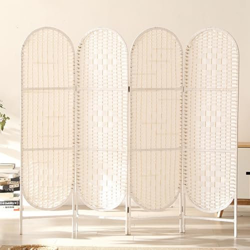 RUYICZB Paravent 4-Teilig 165X180cm, Raumtrenner Raumteiler Bildschirm Sichtschutz Paravent Raumteiler Spanische Wand Freistehend Sichtschutz Für Büros, Balkon,Schlafzimmer,Weiß