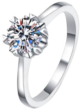 1ct Round Lab Grown Diamond Solitaire Engagement Ring in 18K White Gold, Size M 1/2
