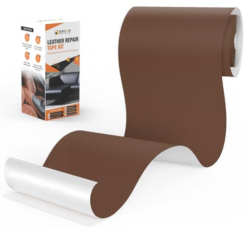 Xroam Kunstleder Selbstklebend, 12x160 cm Braun Leder Reparatur Patch, Lederflicken Selbstklebender, Kunstleder Reparaturset, Leder Patch Selbstklebend für Sofa, Autositze, Taschen, Jacken