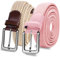 LOVMEAD Elastischer Gürtel Stretchgürtel Geflochten Herren Damen Wert 1 2 Stück, Golf Stoffgürtel Flechtgürtel Dehnbarer (2 Stück-Beige+rosa, 105cm/34’’-38’’ für Taillengröße)