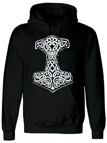 Trend Gear Viking-Thor's Men's Hoody Skull Hammer Mjolnir Tribal Goth Hood 3XL Size Black