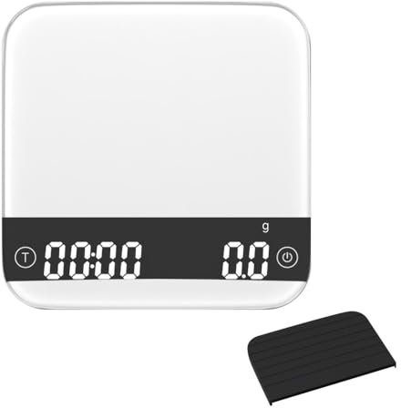 Mini báscula de café con temporizador, recargable por USB, 2 kg/0,1 g, báscula precisa con almohadilla de silicona para café expreso y café de riego