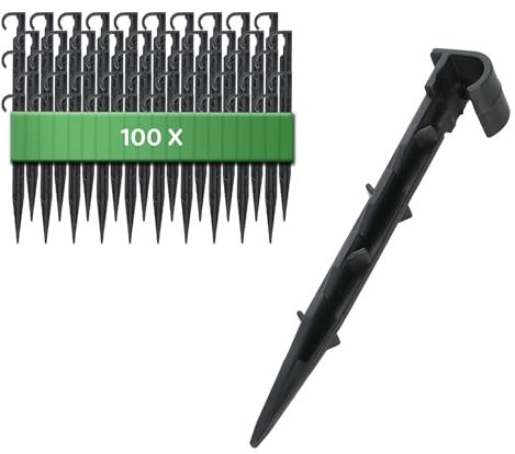 GARDENIX Gartenschlauch Anker 100 Stück - Befestigungsanker für Tropfschlauch Erdspiess Bewässerung - Ø 16mm - Perlschlauch Steckgabel Stabil & Bruchfest, Lange Haltbarkeit, Erdanker Bodenanker